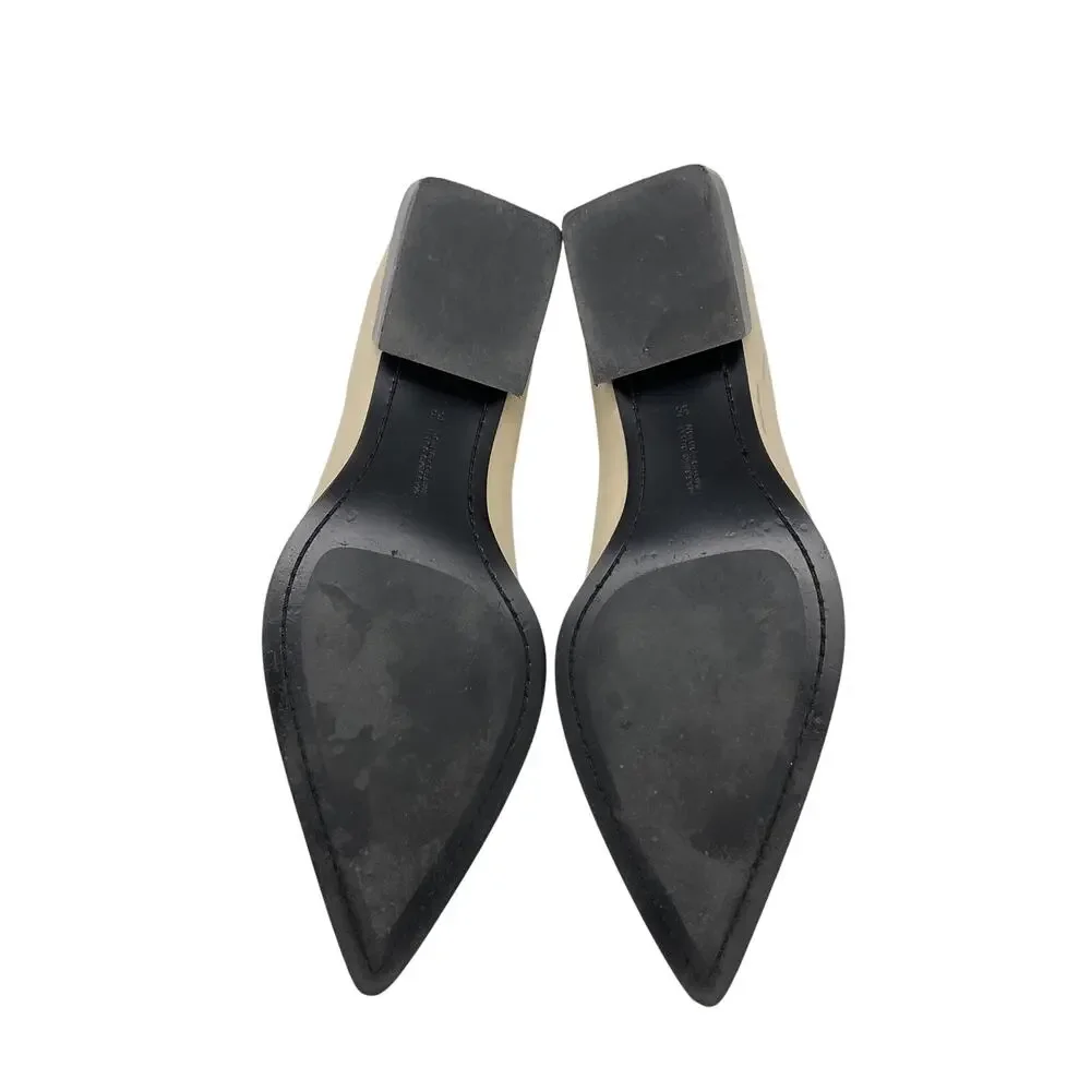 Massimo Dutti Cream Pointed Toe Leather Flats